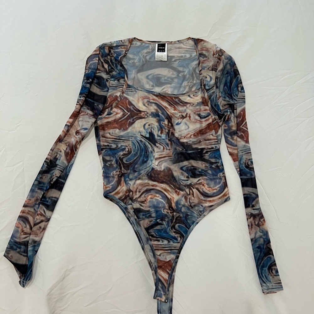 SHEIN Multicolor Swirl Long Sleeve Bodysuit